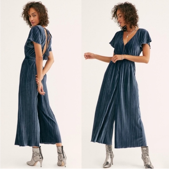 MINKPINK Pants - Minkpink Lex blue velvet jumpsuit